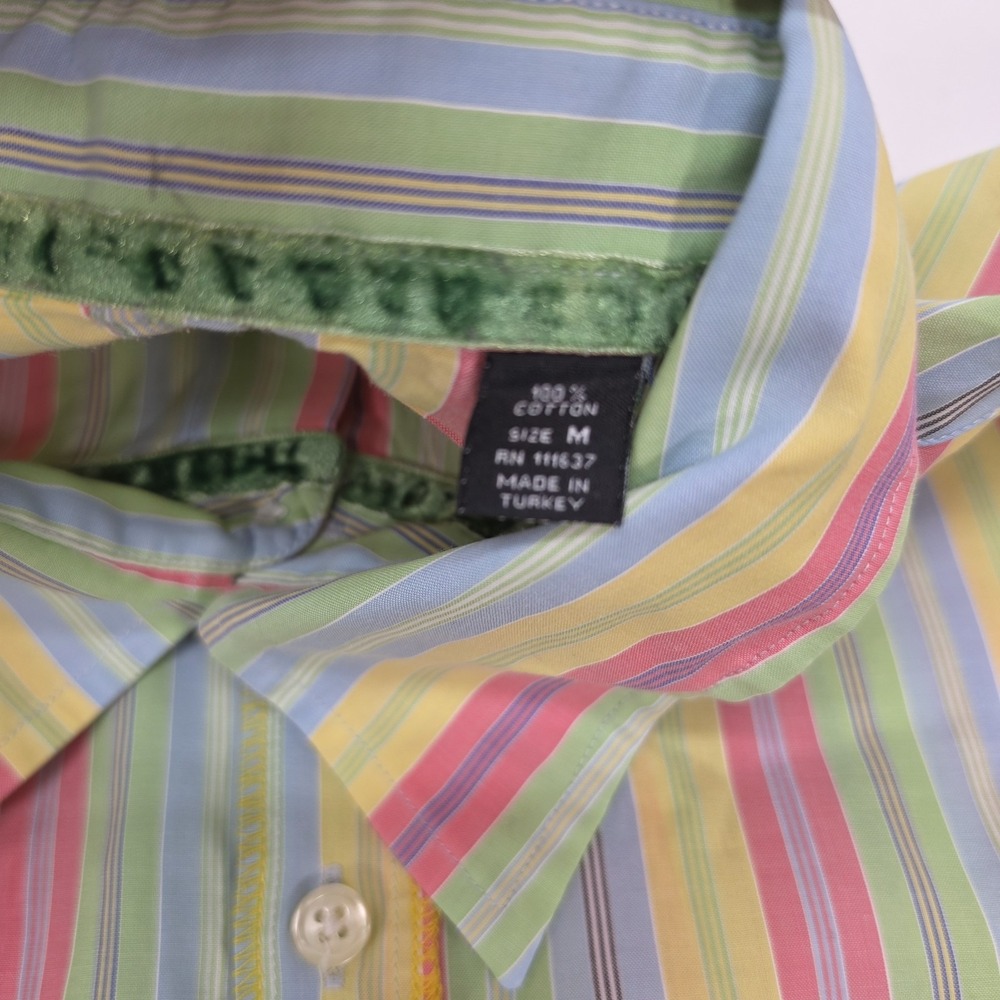Arnold Zimberg Hollywood Mens Medium Multicolor Striped Button Up Shirt Retro Co - Picture 4 of 9